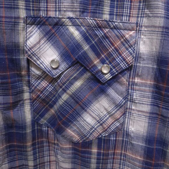 Rustler Pearl Snap Western Shirt Mens Lg Short Sleeve Cowboy Rodeo Silver VTG - Picture 6 of 16